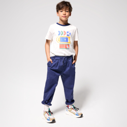 تي شيرت بأكمام قصيرة بنقوش أبيض للأولاد